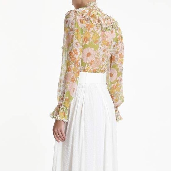 Zimmermann Pink Meadow Ruffle Scalloped Blouse 0 - Picture 3 of 10